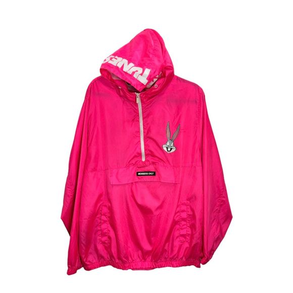 Members Only windbreaker looney tunes Women's XL pink pullover jacket Bugs Bunny - Picture 2 of 12